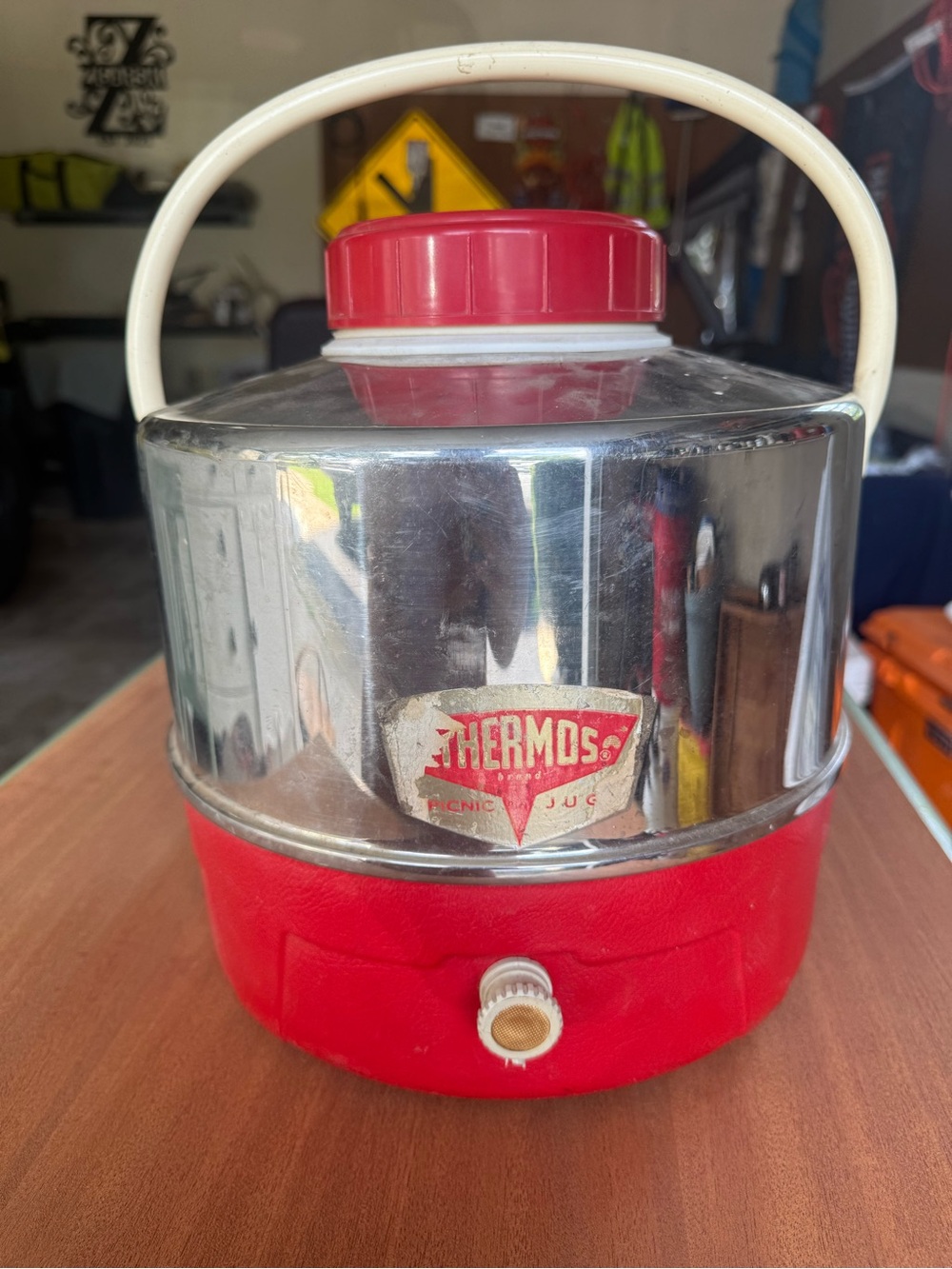 Thermos Red and Silver Insulated Picnic Jug with Handle